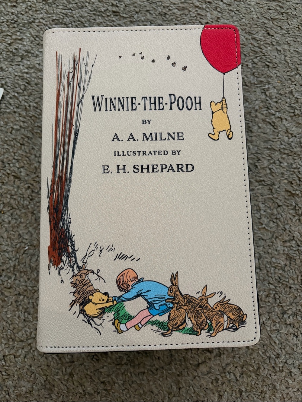 Winnie the Pooh Cream Book Purse with Red Balloon New Without Tags